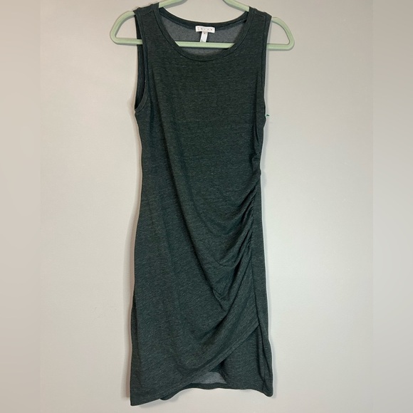 Leith Green Asymmetrical Ruched Sheath Mini Dress, Size M - Picture 5 of 6